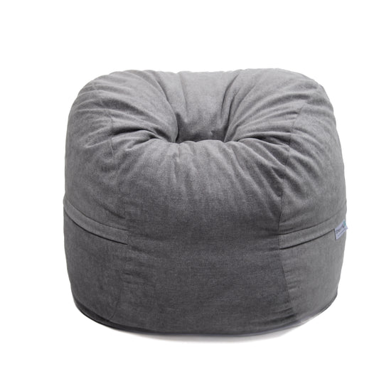 VELOUR LIGHT GREY BEANBAG